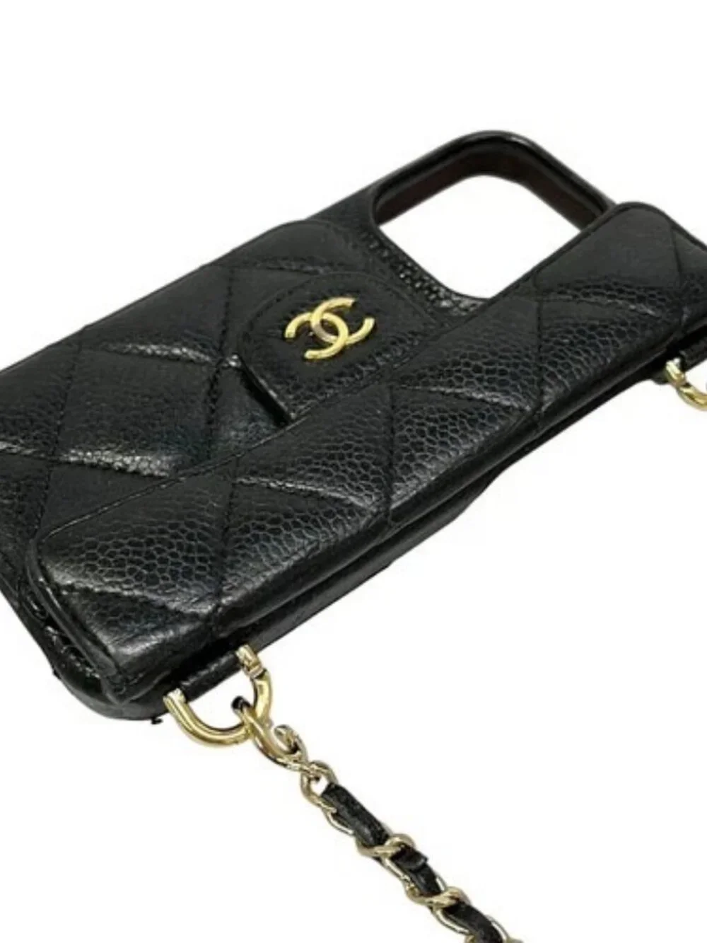 CHANEL Matelasse Black Calfskin Accessory Case Gold hardware